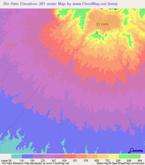 Rio Hato,Panama Elevation Map