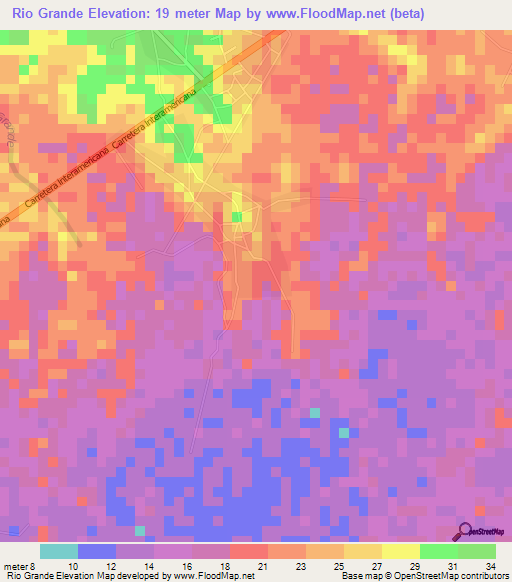 Rio Grande,Panama Elevation Map