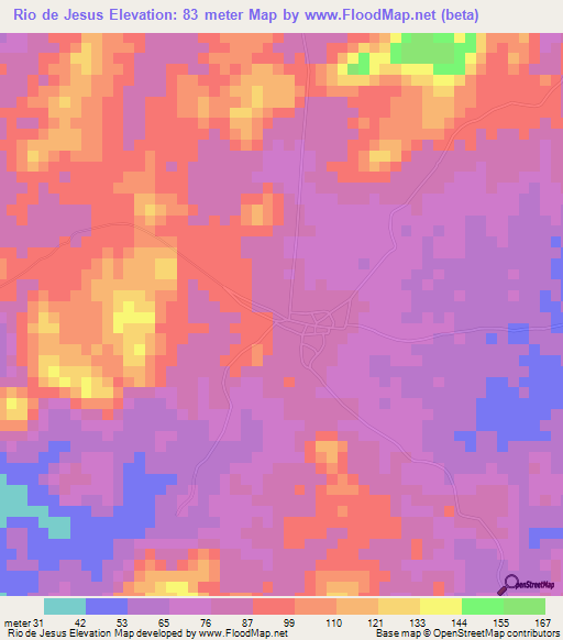 Rio de Jesus,Panama Elevation Map
