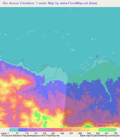 Rio Azucar,Panama Elevation Map