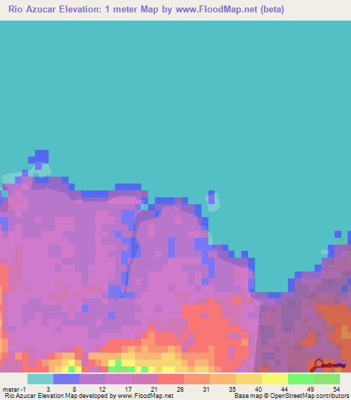 Rio Azucar,Panama Elevation Map