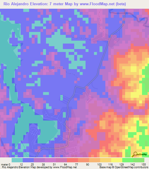 Rio Alejandro,Panama Elevation Map