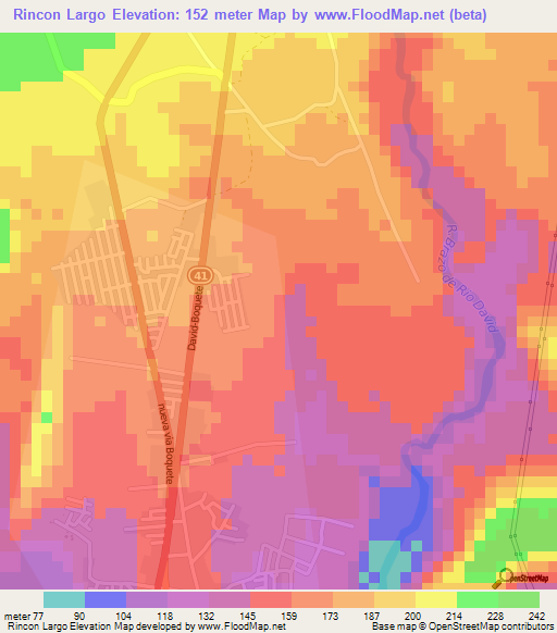 Rincon Largo,Panama Elevation Map