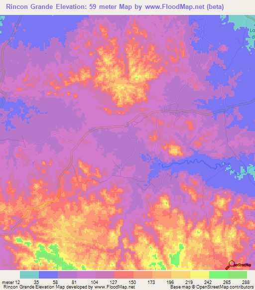 Rincon Grande,Panama Elevation Map