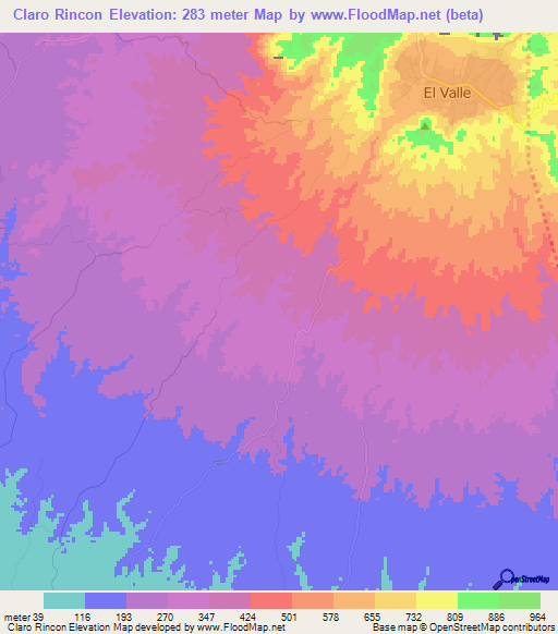 Claro Rincon,Panama Elevation Map