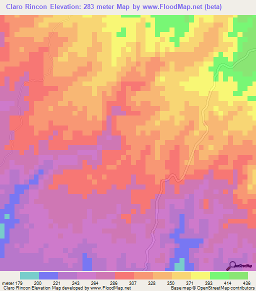 Claro Rincon,Panama Elevation Map