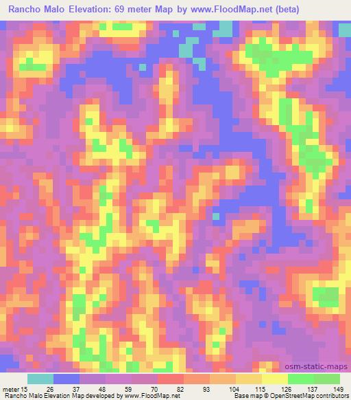 Rancho Malo,Panama Elevation Map