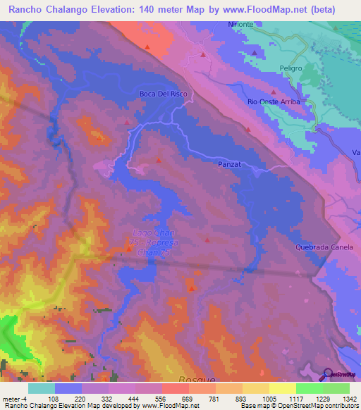 Rancho Chalango,Panama Elevation Map