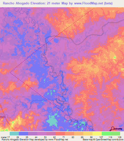 Rancho Ahogado,Panama Elevation Map