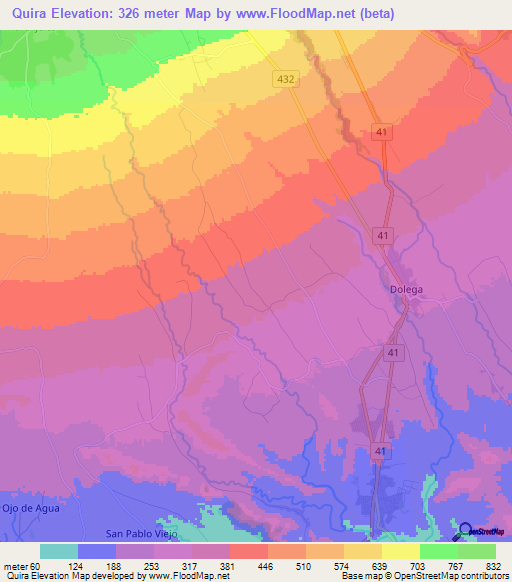 Quira,Panama Elevation Map