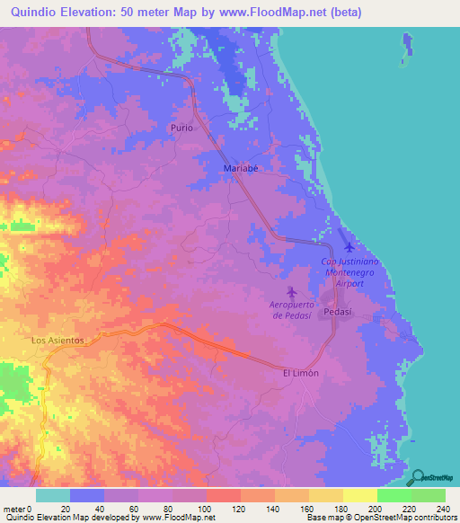 Quindio,Panama Elevation Map