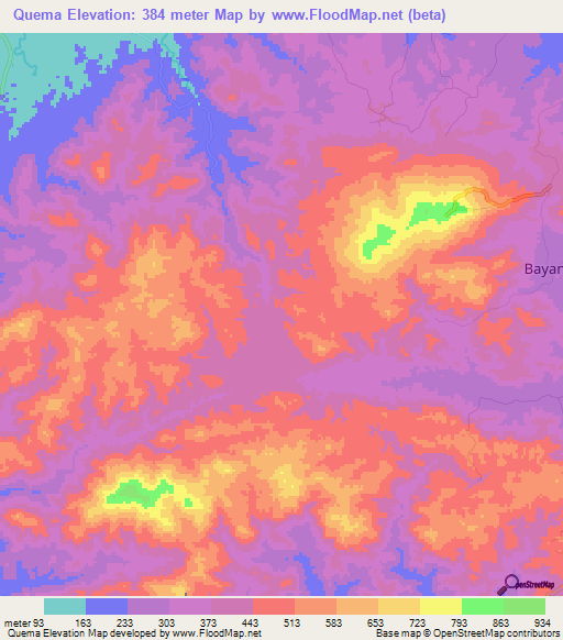 Quema,Panama Elevation Map