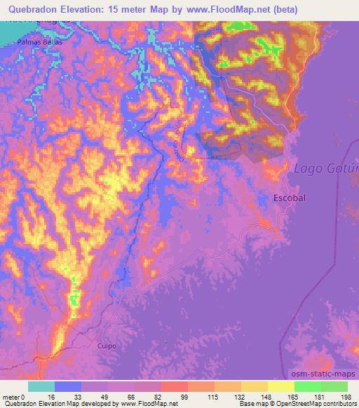 Quebradon,Panama Elevation Map