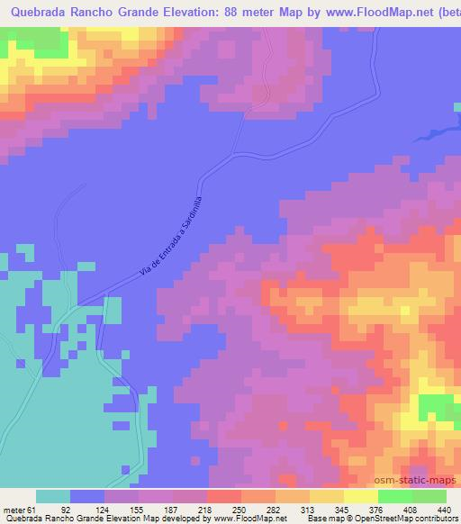 Quebrada Rancho Grande,Panama Elevation Map
