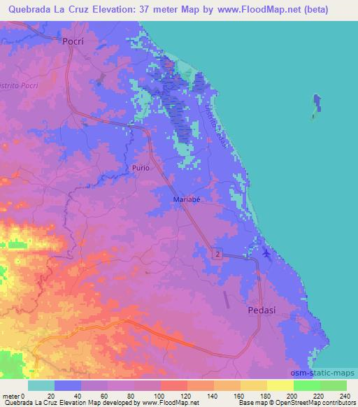 Quebrada La Cruz,Panama Elevation Map