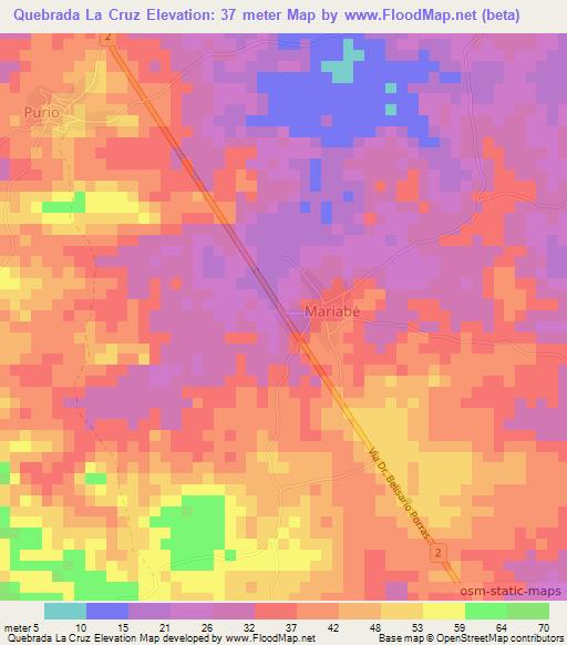 Quebrada La Cruz,Panama Elevation Map