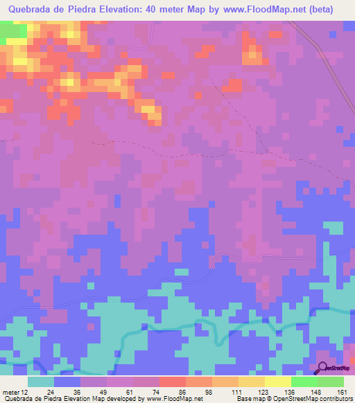 Quebrada de Piedra,Panama Elevation Map