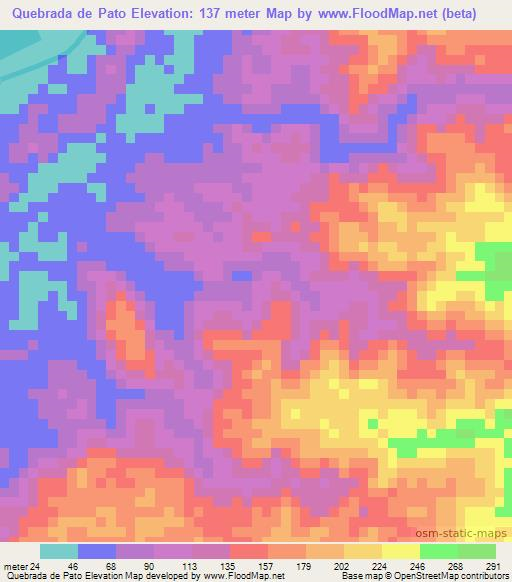 Quebrada de Pato,Panama Elevation Map
