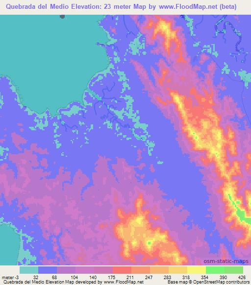 Quebrada del Medio,Panama Elevation Map