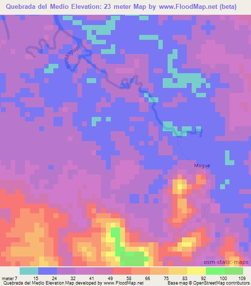 Quebrada del Medio,Panama Elevation Map