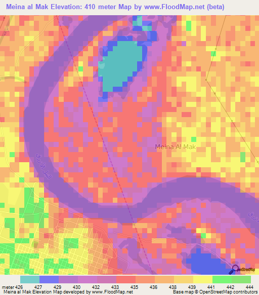 Meina al Mak,Sudan Elevation Map