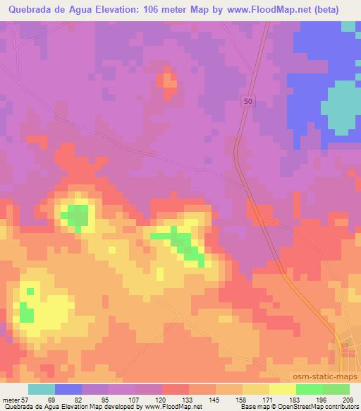 Quebrada de Agua,Panama Elevation Map