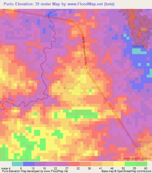 Purio,Panama Elevation Map