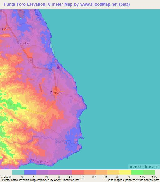 Punta Toro,Panama Elevation Map
