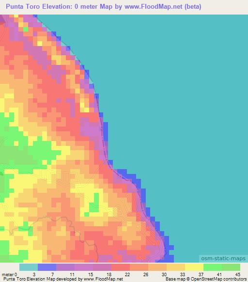 Punta Toro,Panama Elevation Map