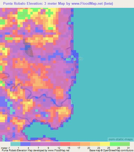 Punta Robalo,Panama Elevation Map