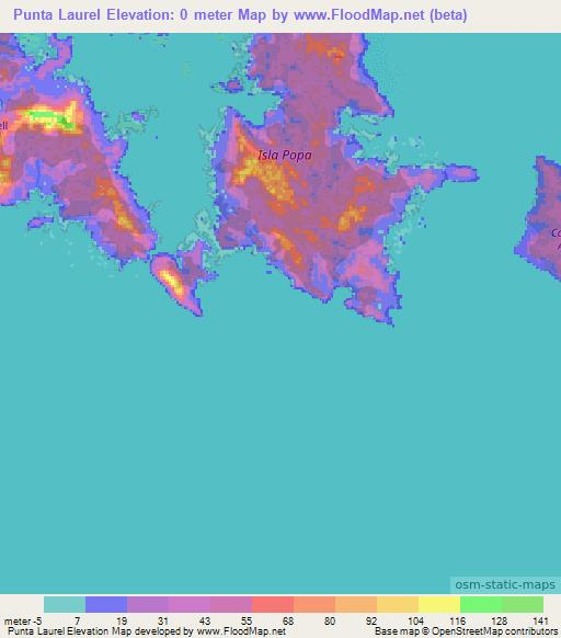 Punta Laurel,Panama Elevation Map