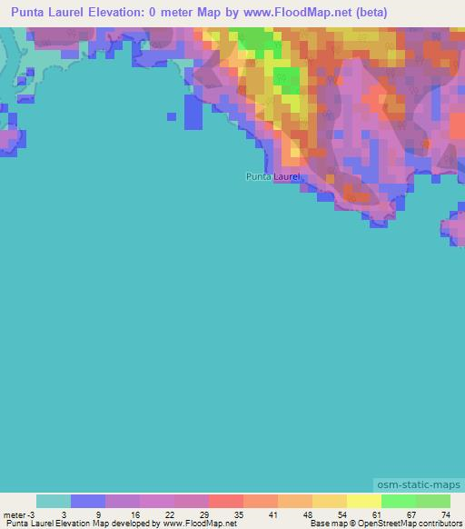 Punta Laurel,Panama Elevation Map