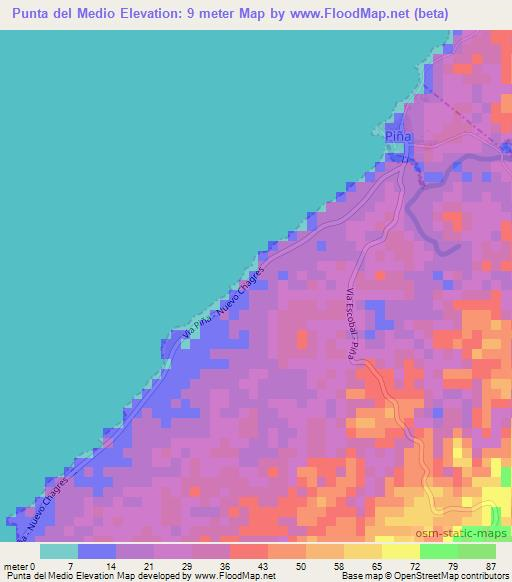 Punta del Medio,Panama Elevation Map