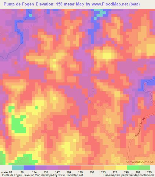 Punta de Fogen,Panama Elevation Map
