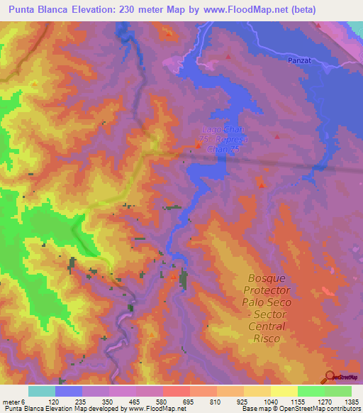 Punta Blanca,Panama Elevation Map