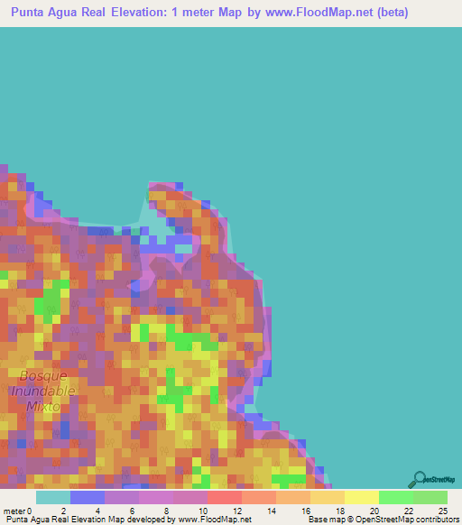 Punta Agua Real,Panama Elevation Map