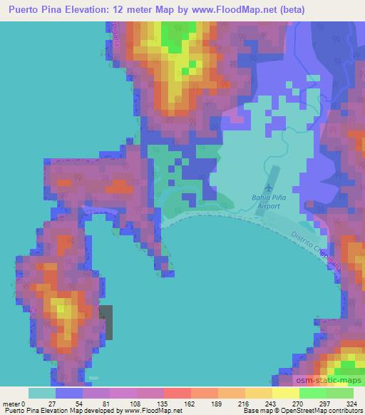 Puerto Pina,Panama Elevation Map