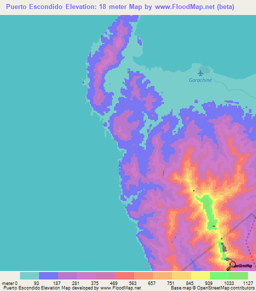 Puerto Escondido,Panama Elevation Map
