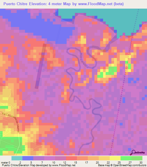 Puerto Chitre,Panama Elevation Map