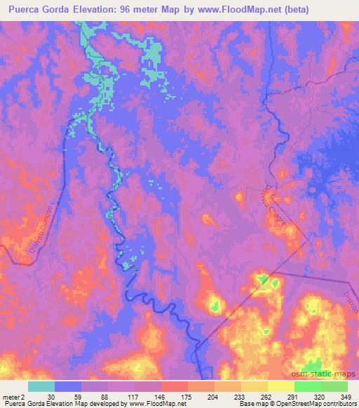 Puerca Gorda,Panama Elevation Map