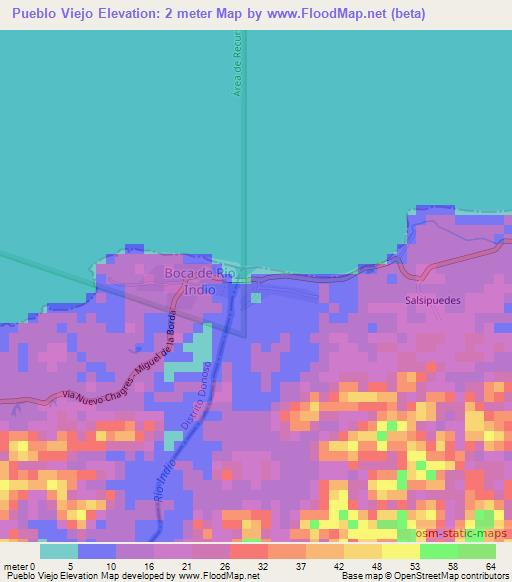 Pueblo Viejo,Panama Elevation Map