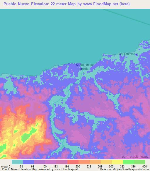 Pueblo Nuevo,Panama Elevation Map