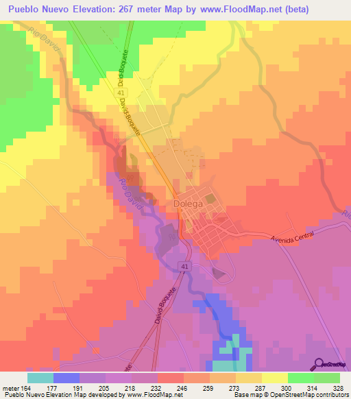 Pueblo Nuevo,Panama Elevation Map