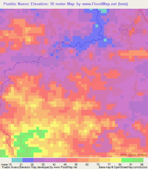 Pueblo Nuevo,Panama Elevation Map