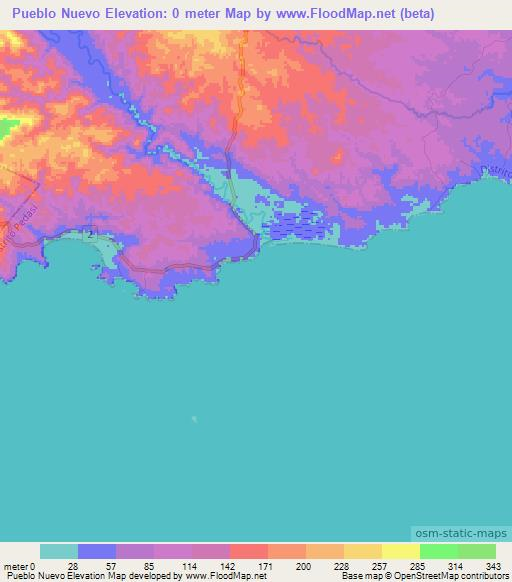 Pueblo Nuevo,Panama Elevation Map