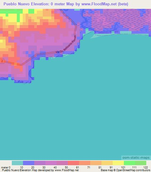 Pueblo Nuevo,Panama Elevation Map
