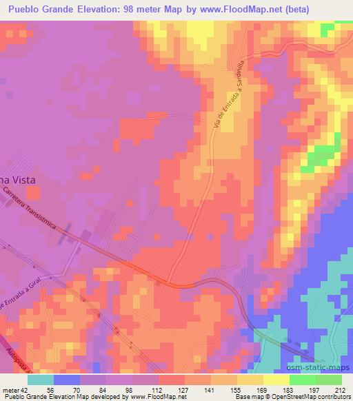 Pueblo Grande,Panama Elevation Map