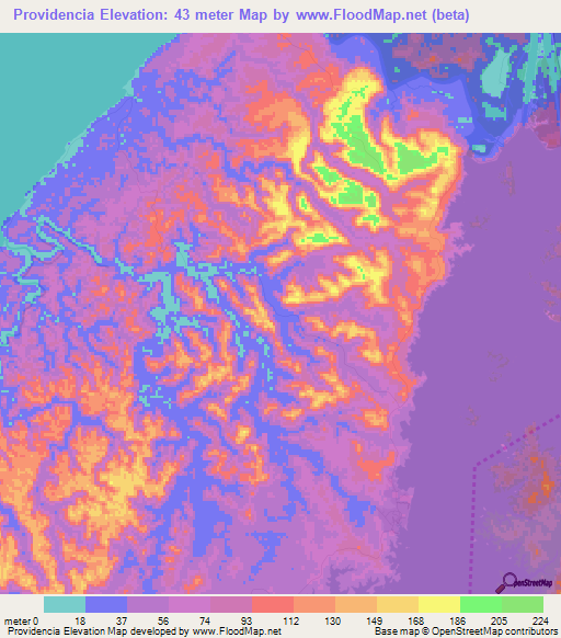 Providencia,Panama Elevation Map