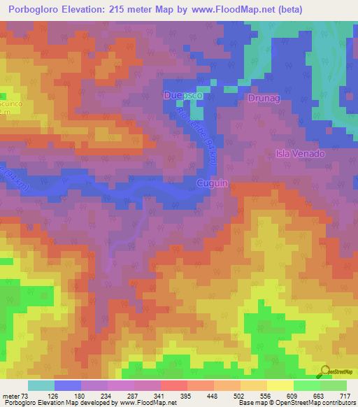Porbogloro,Panama Elevation Map
