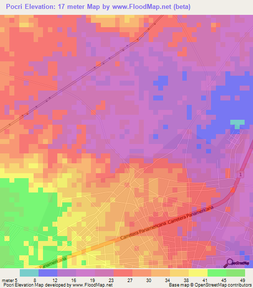 Pocri,Panama Elevation Map